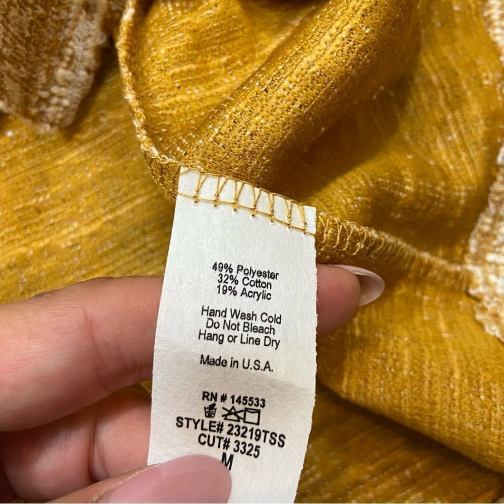 W5 Brand Mustard Tweed Button Up Tank Top Size Medium - Picture 8 of 10
